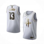 Maillot Golden Edition Houston Rockets James Harden NO 13 Blanc