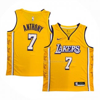 Maillot Los Angeles Lakers Carmelo Anthony NO 7 Ville 2019-20 Jaune