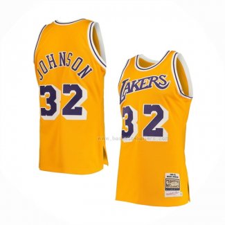 Maillot Los Angeles Lakers Magic Johnson NO 32 Mitchell & Ness 1984-85 Jaune