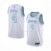 Maillot Los Angeles Lakers Rajon Rondo NO 4 Ville 2021-22 Blanc