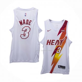 Maillot Miami Heat Dwyane Wade NO 3 Fashion Royalty Blanc