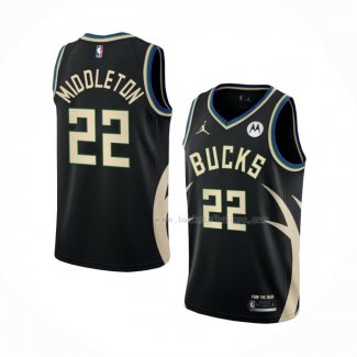 Maillot Milwaukee Bucks Khris Middleton NO 22 Statement 2022-23 Noir