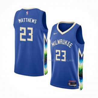 Maillot Milwaukee Bucks Wesley Matthews NO 23 Ville 2022-23 Bleu