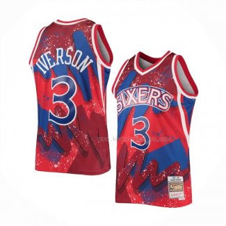 Maillot Philadelphia 76ers Allen Iverson NO 3 Mitchell & Ness 1997-98 Rouge