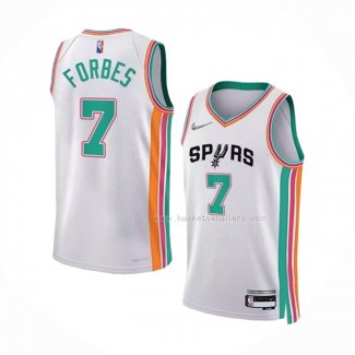 Maillot San Antonio Spurs Bryn Forbes NO 7 Ville 2021-22 Blanc