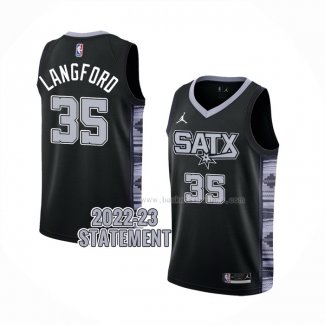 Maillot San Antonio Spurs Romeo Langford NO 35 Statement 2022-23 Noir