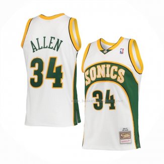 Maillot Seattle Supersonics Ray Allen NO 34 Mitchell & Ness 2006-07 Blanc