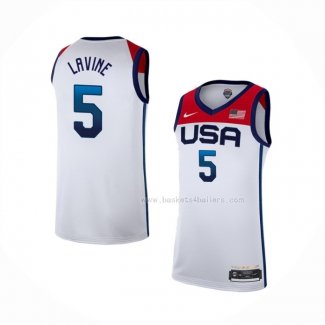 Maillot USA 2021 Zach Lavine NO 5 Blanc