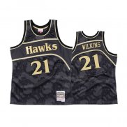 Maillot Atlanta Hawks Dominique Wilkins NO 21 1986-87 Hardwood Classic Noir