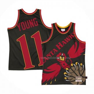 Maillot Atlanta Hawks Trae Young NO 11 Mitchell & Ness Big Face Noir