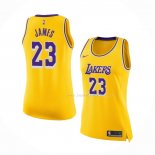 Maillot Femme Los Angeles Lakers LeBron James NO 23 Jaune