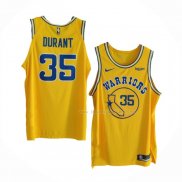 Maillot Golden State Warriors Kevin Durant NO 35 Hardwood Classic Authentique Jaune