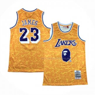 Maillot Los Angeles Lakers Bape NO 23 Mitchell & Ness Jaune