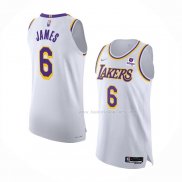 Maillot Los Angeles Lakers LeBron James NO 6 Association Authentique Blanc