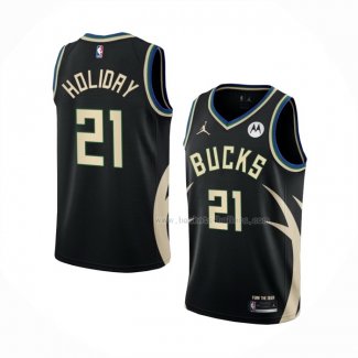 Maillot Milwaukee Bucks Jrue Holiday NO 21 Statement 2022-23 Noir