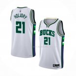 Maillot Milwaukee Bucks Jrue Holiday NO 21 Ville 2021-22 Blanc