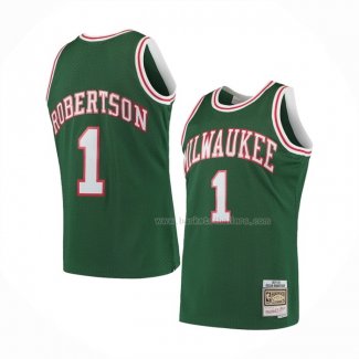 Maillot Milwaukee Bucks Oscar Robertson NO 1 Mitchell & Ness 1971-72 Vert