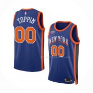 Maillot New York Knicks Jacob Toppin NO 00 Ville 2023-24 Bleu