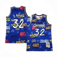 Maillot Orlando Magic Shaquille O'neal NO 32 Slap Sticker Mitchell & Ness 1994-95 Bleu