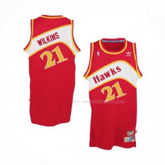 Maillot Atlanta Hawks Dominique Wilkins NO 21 Retro Rouge