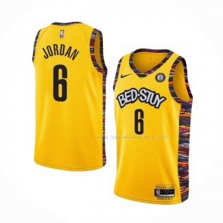 Maillot Brooklyn Nets Deandre Jordan NO 6 Ville 2020-21 Jaune