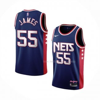 Maillot Brooklyn Nets Mike James NO 55 Ville 2021-22 Bleu