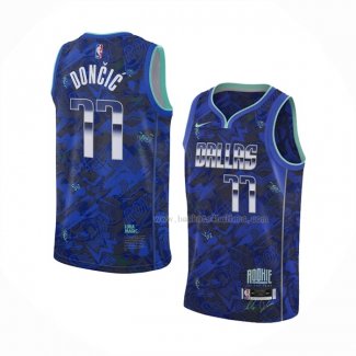 Maillot Dallas Mavericks Luka Doncic NO 77 MVP Bleu