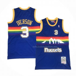 Maillot Denver Nuggets Allen Iverson NO 3 Mitchell & Ness 2006-07 Bleu