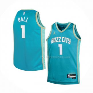 Maillot Enfant Charlotte Hornets LaMelo Ball NO 1 Ville 2023-24 Vert