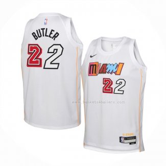 Maillot Enfant Miami Heat Jimmy Butler NO 22 Ville 2022-23 Blanc