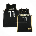 Maillot Golden Edition Dallas Mavericks Luka Doncic NO 77 2020-21 Noir