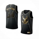 Maillot Golden Edition Milwaukee Bucks Giannis Antetokounmpo NO 34 Noir