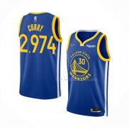 Maillot Golden State Warriors Stephen Curry 2974th 3 Points Bleu