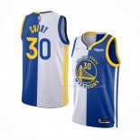 Maillot Golden State Warriors Stephen Curry NO 30 Split Bleu Blanc