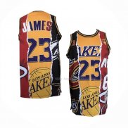 Maillot Los Angeles Lakers LeBron James NO 23 Heat Cavaliers Noir Rouge Jaune