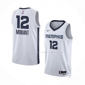 Maillot Memphis Grizzlies Ja Morant NO 12 Association 2022-23 Blanc