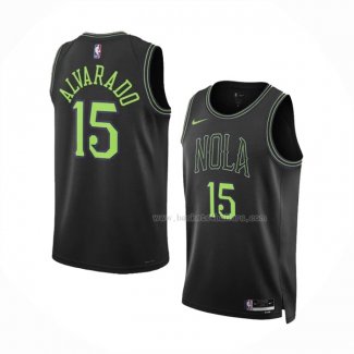 Maillot New Orleans Pelicans Jose Alvarado NO 15 Ville 2023-24 Noir