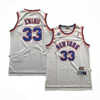 Maillot New York Knicks Patrick Ewing NO 33 Retro Blanc