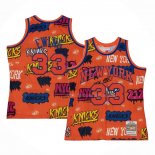 Maillot New York Knicks Patrick Ewing NO 33 Slap Sticker Mitchell & Ness 1991-92 Orange