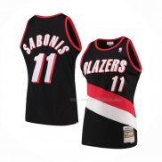 Maillot Portland Trail Blazers Arvydas Sabonis NO 11 Hardwood Classics Throwback Noir