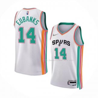 Maillot San Antonio Spurs Drew Eubanks NO 14 Ville 2021-22 Blanc