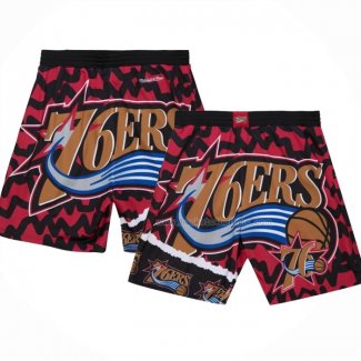 Short Philadelphia 76ers Mitchell & Ness Orange Rouge Noir