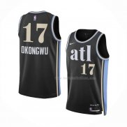 Maillot Atlanta Hawks Onyeka Okongwu NO 17 Ville 2023-24 Noir