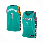 Maillot Enfant San Antonio Spurs Victor Wembanyama NO 1 Ville 2022-23 Vert