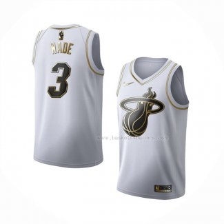 Maillot Golden Edition Miami Heat Dwyane Wade NO 3 Blanc