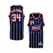 Maillot Houston Rockets Hakeem Olajuwon NO 34 Retro Bleu