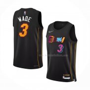 Maillot Miami Heat Dwyane Wade NO 3 Ville 2021-22 Noir