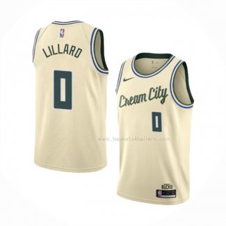 Maillot Milwaukee Bucks Damian Lillard NO 0 Ville 2019-20 Creme