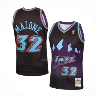 Maillot Utah Jazz Karl Malone NO 32 Mitchell & Ness 1996-97 Noir