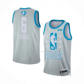 Maillot All Star 2022 Los Angeles Lakers LeBron James NO 6 Gris